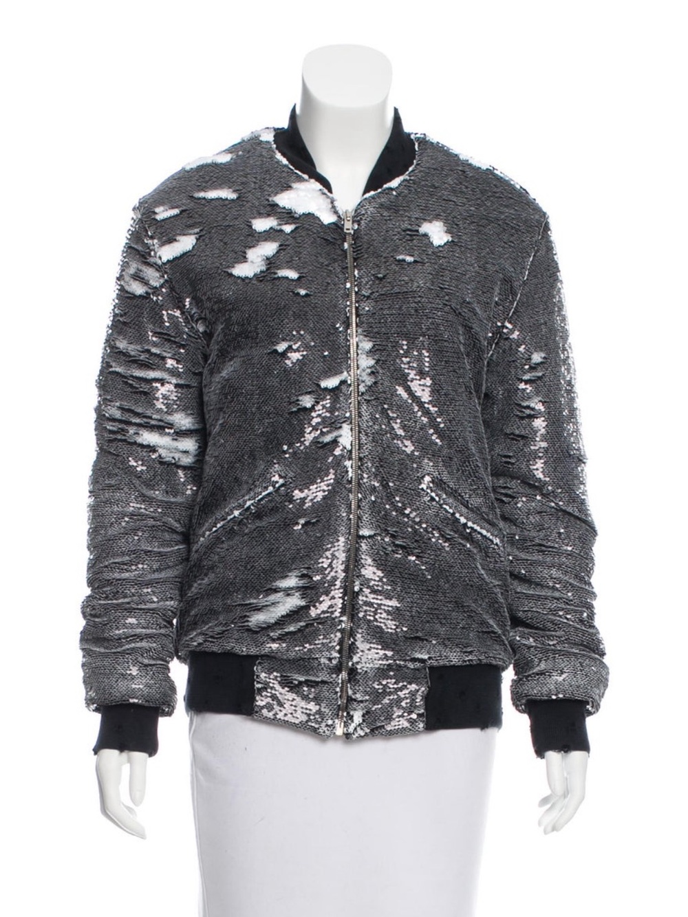 IRO Silver-Gray Sequined Bomber Jacket